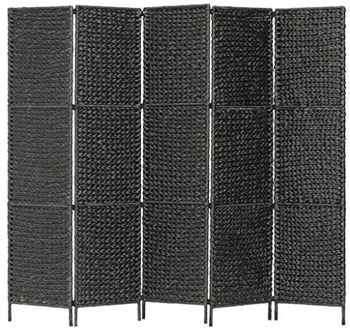 Snsowed Paravento a 5 Pannelli Nero 193x160 cm in Giacinto d'Acqua,Paravento per la Privacy,Paravento/Separè Decorativo per Interni/Balcone-247352