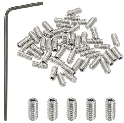 PATIKIL 50 Pcs Tornillos prisioneros #4-40x1/4 acero inoxidable 304 | con cabeza hexagonal interna, punta cóncava, con llave hexagonal, para manijas de puertas y accesorios de baño