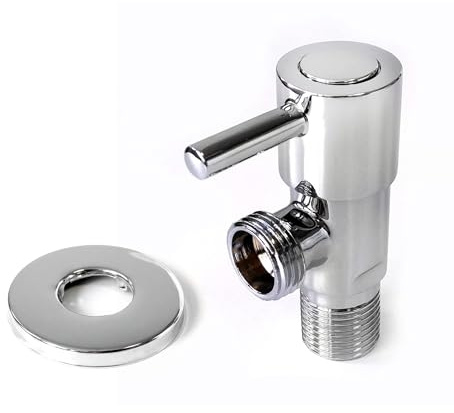 Xcel Home Chrome Brass Stop Isolation Valve for Douche | 1/2 BSP | 1 pc | Single Lever Angle Switch 1/2 BSP Connection | Plated Muslim Shattaf Shower Head On/Off Tap Toilet Bidet Spray Hygiene