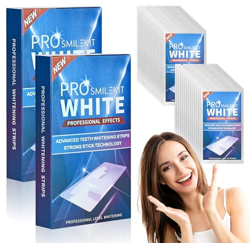 56 strisce sbiancanti dei denti – 28 paia di denti sbiancanti – Strisce professionali per sbiancamento dei denti, non sensibili, rimozione rapida di macchie di caffè, tè e fumo