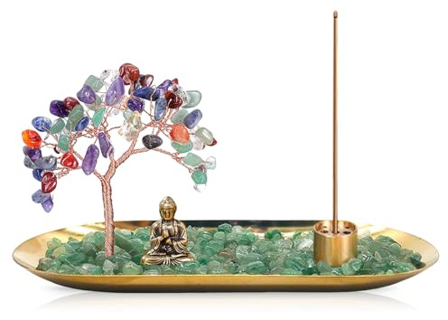 7 Chakras Porte-Encens en Cristal pour Bâtons, Porte-Bâtonnets D'encens, Porte-Encens Bâton Encensoir Cristal Porte Encens Backflow pour La Décoration De La Maison, La Méditation