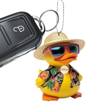 Tisujune Auto Deko | Auto Rückspiegel Accessoires 2D Acryl Gelbe Ente Anhänger - Niedliches Tieranhänger Für Damen Herren Kinder