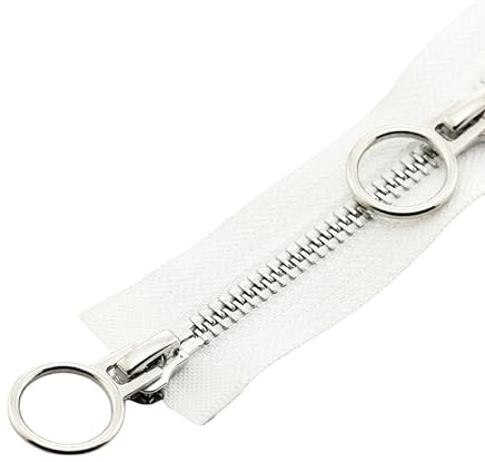 XCSJ #5 Cremallera de metal, cremallera de 2 vías, divisible, cremallera de costura, para chaquetas, abrigos, chaquetas de plumón, maleta, tienda de campaña, bolsa, manualidades de costura (blanco, 70