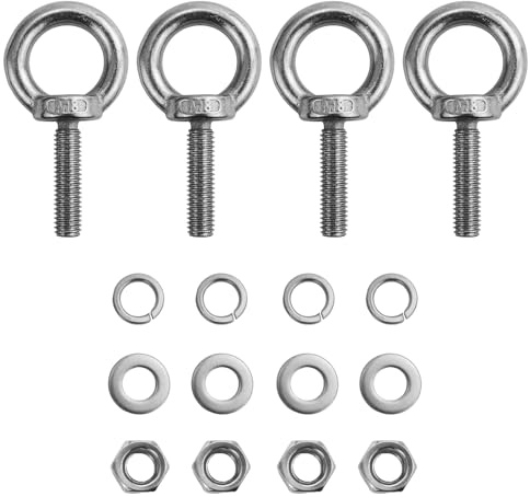 M8 Ringschraube,4 Stück Edelstahl Augenschraube,Hardware Schrauben,Hammerkopfschrauben,Ring Augenbolzen Runde Ringbolzen ösenschraube Schlossschrauben mit Unterlegscheiben