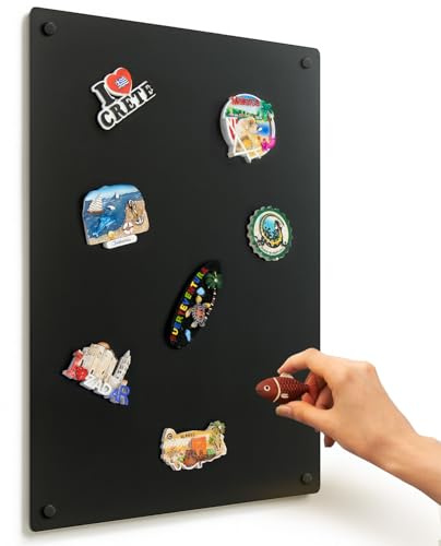 Magnetische Tafel aus Metall 40x60 cm Wandtafel Schwarz Rechteckig Zuhause, Küche und Büro Wanddekoration Magnettafel zum Aufhängen für Wand Rahmenlos für Magnete und Fotos