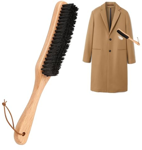 1 Pcs Clothes Brush,Lint-Brush and Cashmere Comb for Suits,Cleaning-Brushes Boar Bristle Lint Brush with Wooden Handle for Suede Wool Furniture Coats Suits Clothes Shoes Cleaning
