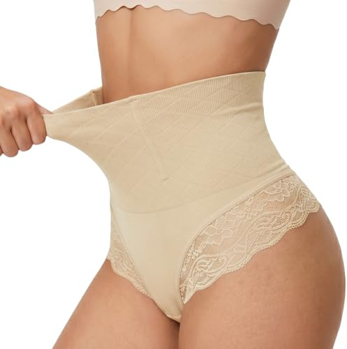 DiULi Culotte Gainante Femme Ventre Plat, Shorty Gainant Taille Haute avec Baleines Flexibles Intégrées, Gainant Invisible sous Vêtements, Dentelle Respirant et Façonant Les Hanches
