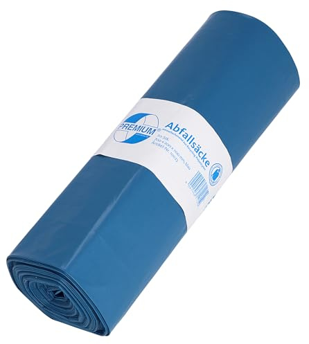 DEISS PREMIUM Müllsäcke blau, 140 l, 20 Stück, Blauer Engel zertifiziert | Reißfeste & blickdichte LDPE Müllbeutel mit 60 my Stärke; für große Abfälle aus Gastronomie, Gebäudereinigung & Handwerk