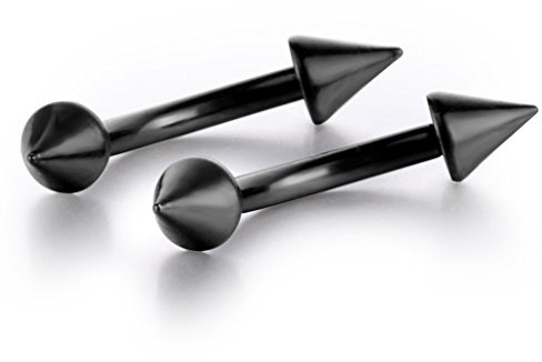 Feilok, piercing con barra curva da labbro, sopracciglio e orecchio, in acciaio, in 4 colori, acciaio inossidabile, colore: Black (1 Pair), cod. ERRHSY0056-Black