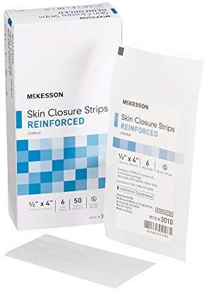 McKesson Skin Closure Strips, Sterile, Reinforced, 1/2 in x 4 in, 200 Count