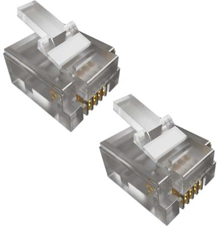 rhinocables - RJ11 Crimp Plugs | Enhance Home & Office Communication | Gold Pin Conductivity | Easy DIY Installation | Versatile Use | Unshielded for Standard Applications, 2 Pack