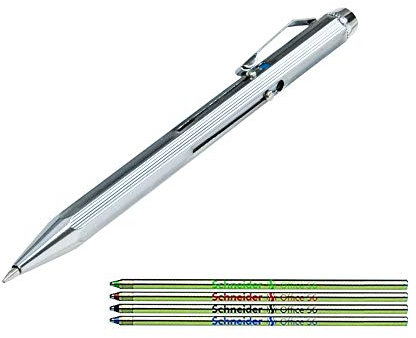 WEDO 4-farbiger Kugelschreiber mit Schiebemechanismus (Stift + Ersatzminen)