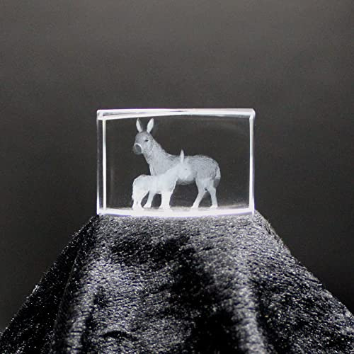 ERN Kristallglas Figur - Esel - 3D Laser Glas Skulptur | 30 x 45 x 30mm | Deko & Geschenkidee