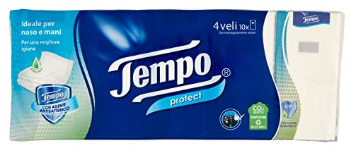 Tempo Fazzoletti Tascabili Protect, 10 pacchetti da 9 fazzoletti - 280 g