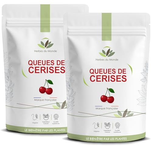 Herbes du Monde - Queues de Cerises Coupées 200g - Tisane Drainante Naturelle - Détox & Bien-être Urinaire - Infusion Minceur - 2 sachets