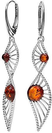 Copal Pendientes Para Mujer De Plata De Ley Con Piedras Ámbar Y Diseño Filigrana