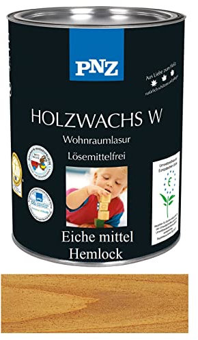 PNZ Holzwachs W Holzschutz Lasur Pflegelasur für Innen und Außen Premiumklasse von Gartenwelt Riegelsberger Eiche mittel/Hemlock 0,75 Liter