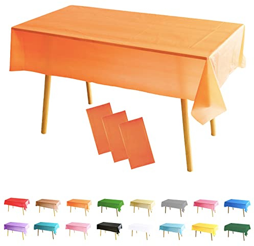 3 Stück Tischdecke Rechteckig Orange Halloween Party Tischdecke,137*274cm Tischdecke Papierrolle Mehrweg Tischdecke aus Kunststoff,Wasserdichte Ölbeständig Tischdecken für Party,Picknick,Geburtstags