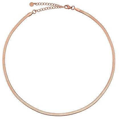 GD GOOD.designs EST. 2015 Snake Chain Ladies - flat necklace without pendant in silver, gold, rose gold I Snake Chain (3cm wide) made of waterproof stainless steel. (Rose Gold)