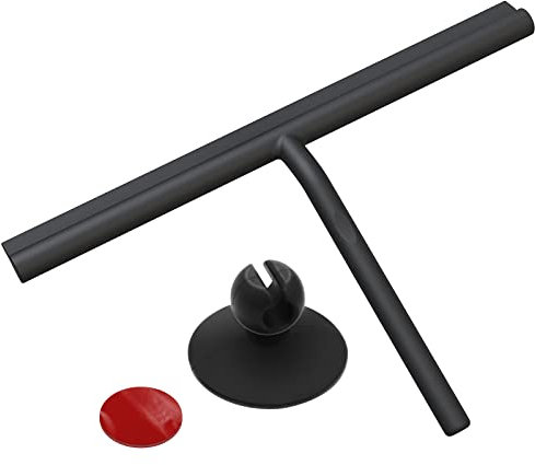 AIMEKE Duschabzieher Edelstahl Duschwischer - Schwarz 33 cm breit Scheibenabzieher mit Halterung Ohne Bohren Abzieher Dusche Set Silikon Fensterabzieher für Fenster Fliesen Bad&Glasreinigung