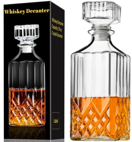 PARACITY Carafe whisky, coffret whisky pour alcool avec bouchon en verre, bouteille whisky dans un coffret cadeau, coffret whisky cadeau homme, coffret whisky homme, carafe à whisky, bourbon