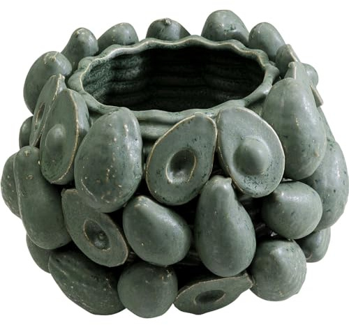 Kare Design Vase Avocados, Grün, Handbemalt, Unikat, Vase Klein, Dekorationsvase, Tischvase, Blumenvase fürs Wohnzimer, für Regale, Accessoire, 23x32x32 cm (H/B/T)
