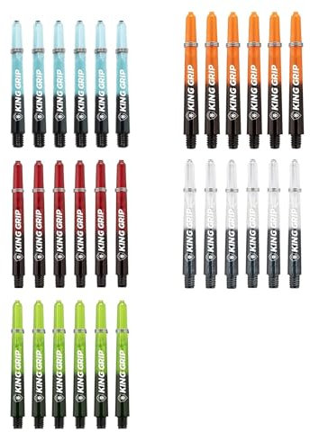 KOTO - Dartschäfte Kollektion Kurz, 30 Schäfte, Nylonschäfte 6 Orange/Schwarz, 6 Grün/Schwarz, 6 Blau/Schwarz, 6 Schwarz/Transparent, 6 Rot/Schwarz