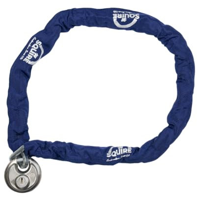 Squire Locks Viking Heavy Duty Disc Padlock and Chain – Weatherproof Padlock and Chain Bike Lock with Keys – 1200 mm Length – 8 mm Link Diameter – Sold Secure Bicycle Silver Approved