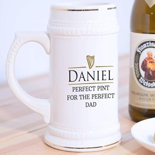 Wanapix | Personalised Beer Mug | German Ceramic Beer Stein | 580 ml | Dishwasher Safe | Original Gift | Beer