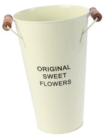 LIFKICH Wrought Iron Flower Vase for and Cactus Creative Desktop and Floor-standing Pot Light Yellow Decorative Flower Holder for Decor Height