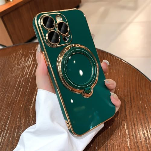 NVYRO Drahtlose Ladehülle für iPhone 11 12 13 14 15 Pro Max X Xs Max XR 7 8 Plus Magnetische Ringhalterung Stoßstangenabdeckung, grün, für iPhone 11Pro