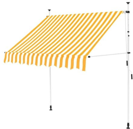 LXRHLIKG Einziehbare Klemmmarkise, Wasserabweisende Polyester Klemm Markise, Einziehbarer Sonnenschutz mit Kurbel für den Hinterhof (Color : Yellow, Size : 98 * 47in/250 * 120cm)