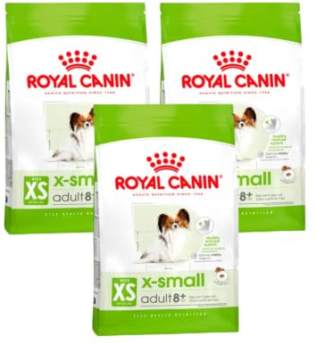 Royal Canin X-Small Adult 8+ | Paquete Triple | 3 x 500 g | Pienso para Perros Muy pequeños a Partir de 8 años | Ayuda intestinal, vitalidad y tracto urinario | Royal Canin | Alimento completo | Para apoyar la vitalidad normal, la digestión y la función urinaria | 3 unidades