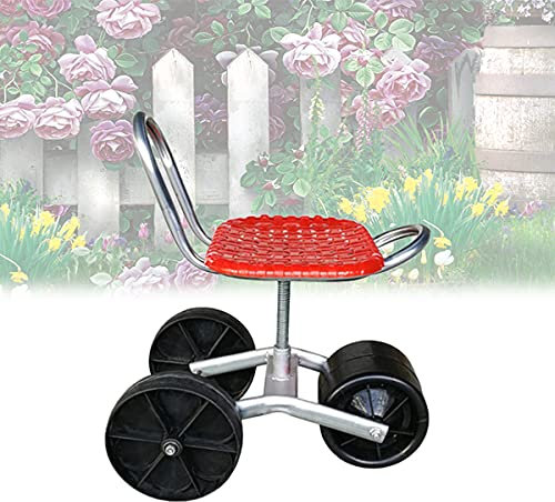 KHYTEBV Gartenwagen-Werkzeug, Garten-Rollsitz, DREI Räder, Wagenhocker, Verstellbarer 360-Grad-Drehsitz zum Jäten, Gartenarbeit und Outdoor L