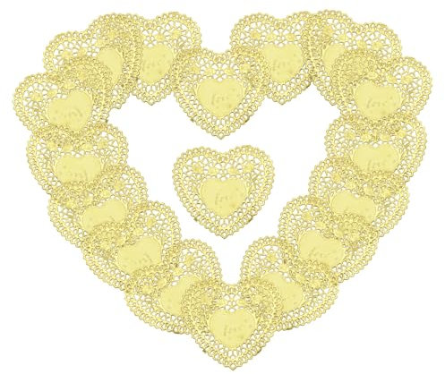 Herzdeckchen Zum Valentinstag 100er-packung Mini-papierdeckchen Goldfarben Hochzeitsdeko Ölabsorbierende Papierblöcke in Lebensmittelqualität