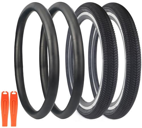 WEEROCK 2 Pack 20 Inch Bicycle Tyres 20 * 2.125 with Inner Tubes,Bike Tire for BMX, MTB Mountain Bike,Child Kid Bike,Tricycle,Crusier Bicycle,Multiple Color (Black/2 Tires+2 Tubes)