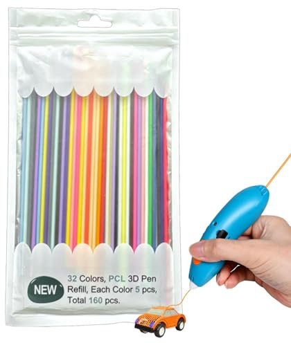 Arroopu 160 Stück 3D Stift Filament Nachfüllungen, 2,5mm 32 Farben, 3D Pen Zubehör für 3D-Drucker