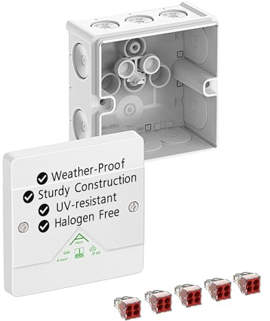 Spelsberg Abox 040-4²/w Professionelle IP66-Abzweigdose mit 5 schraubenlosen 5-adrigen Klemmen, VDE-zertifiziert, interne Befestigungspunkte für Industrie & Außenbereich (weiß)