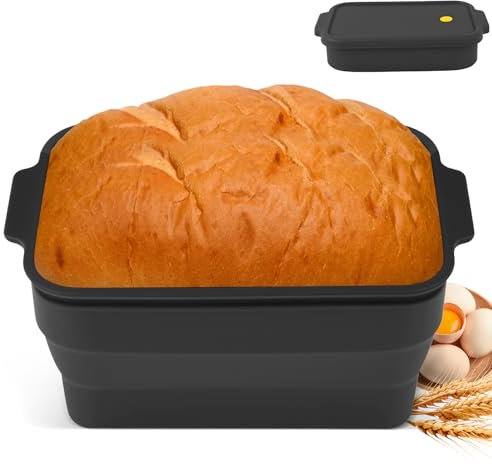 COZHYESS Brot Backen form Silikon, Faltbare Toast Form mit Deckel, Backform für Brot, Antihaftbeschichtet Brötchen Backform, Backenform Rechteckig Silikon, Kastenform, für Brot Kuchen Brownies