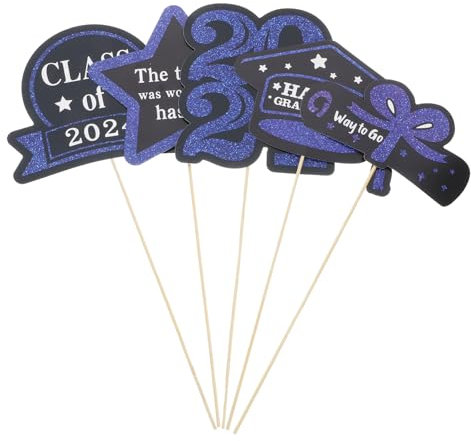 Mobestech 5 Packs Graduation Cupcake Toppers Flower Vase Inserts for Graduation Elegant Flowerpot Insert Cards for Class of Celebrations