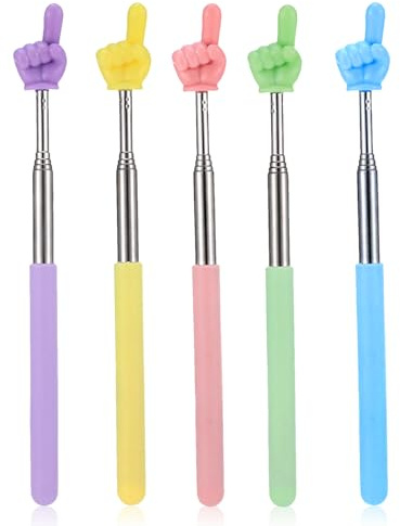 5 Stück Zeigestab Finger,Zeigefinger Stab,Teleskop Pointer,Zeigestock Mit Ausziehbarer,Klassenzimmer Ausziehbar Hand Stick,Lehrer Zeigefinger,Zeiger FüR Ausziehbare,Edelstahl Extendable Lehrerzeiger