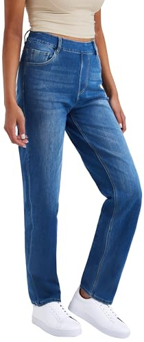 LaiEr Damen hohe Stretch Yoga Jeans,Skinny und Hüfte Heben Pull on Sweatpants,Weiche und Bequeme Slight Bootcut Hose für Sport und Fitness Workout,Fashionable und Casual Match.(MidBlueS)