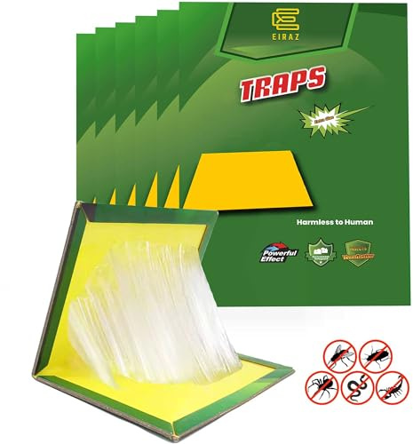 6 Pack Sticky Pest Trap Boards - Extra Strong Glue & Thick Pads for Multi Insects, Non-Toxic, Indoor Outdoor Use In Kitchen Garden Office & Home
