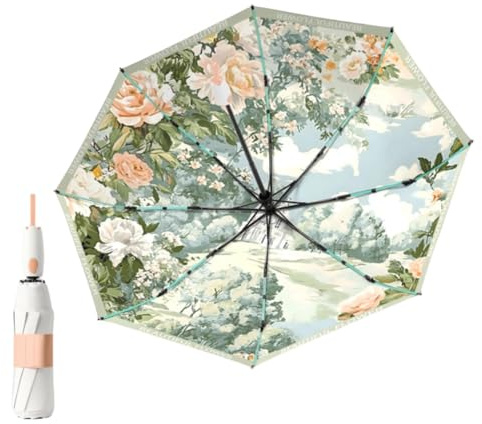 Parasol en plastique coloré à huit cadres entièrement automatique pour les jours ensoleillés et pluvieux, 06