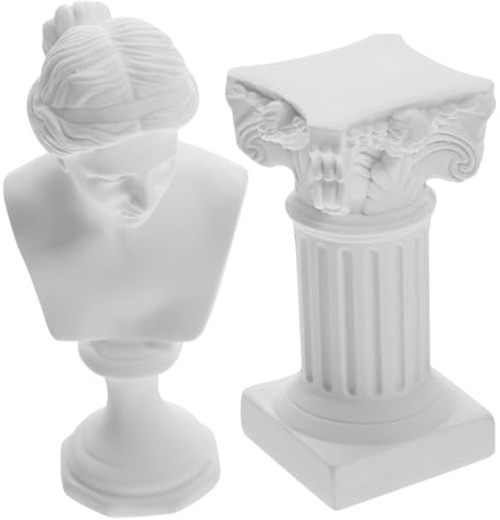 HIAKDOFT Roman Column Character Bust Sculpture Resin Desktop Decor Greek Goddess Figurine Sculptures and Figurines