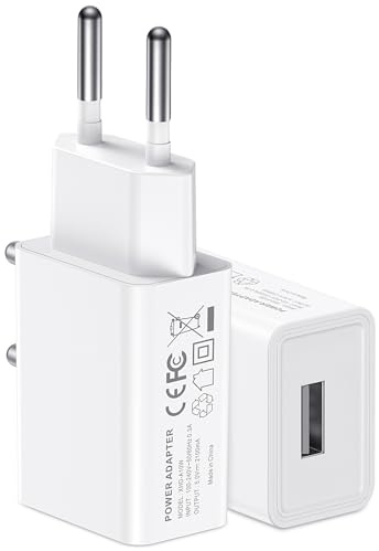 USB Ladegerät, 2er Pack USB Netzteil 5V 2A Stecker Netzstecker, 10W Steckdosenadapter Adapter Kompatibel mit iPhone, iPad, Samsung Galaxy, Google, Huawei, Tablet, Laptop, Projektor, Monitor, Handy