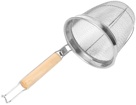 Ciieeo Passoire en acier inoxydable avec longue poignée pour nouilles, raviolis et légumes - Tamis de cuisine léger avec crochets pour suspendre la cuisine et égoutter individuellement