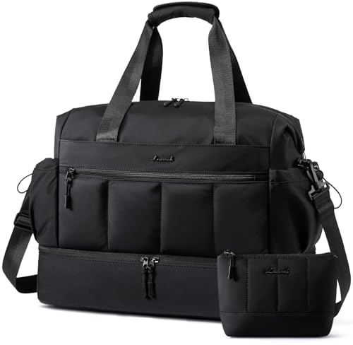 LOVEVOOK Weekender Bags for Women, Travel Duffel Bag, Large Overnight Bags with Shoe Compartment, 38L Carry on Gym Hospital Bag with Wet Pocket, 2 Pcs