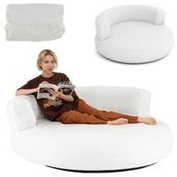 RELAX4LIFE Aufblasbares Sofa Rund, ergonomisches aufblasbarer Sessel mit abnehmbarem & waschbarem Bezug, Rutschfester Unterseite,Relaxstuhl für Wohnzimmer, Büro, Leseecke (Weiß)