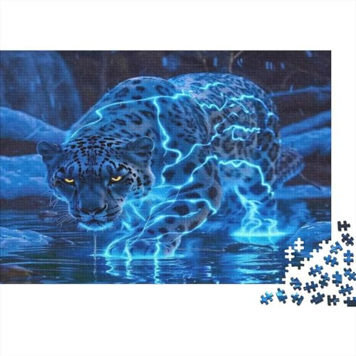 Blue Panther Jigsaw Puzzle for Adults 1000 Piece Jigsaw Puzzle Paper Puzzle Night Light Effect Home Decoration Stress Relief Gift nan